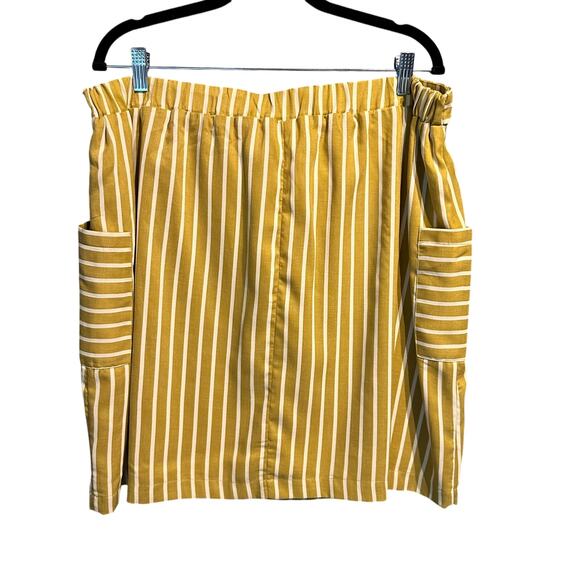 Altar'd State A Beautiful Soul Mini Skirt Mustard White Striped Fall Boho Large - Picture 2 of 10